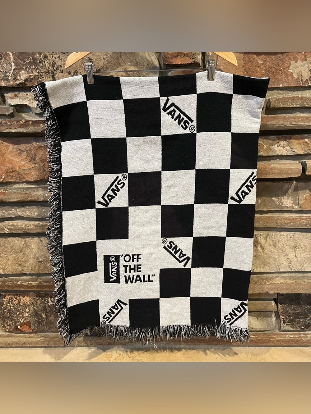 Vans Promo Black & White Checkerboard Fringe Throw